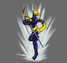 anthro bridle clothing horn latex latex_clothing legwear male melee_weapon solo sword tail thigh_highs weapon number3p mythology dragon mythological_creature mythological_scalie scalie hi_res