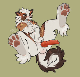 3_fingers 4_toes animal_genitalia animal_penis anthro balls black_nose blep blush bodily_fluids brown_body brown_ears brown_face brown_fur brown_tail calf_tuft canine_genitalia canine_penis erection fangs feet fingers fur genital_fluids genitals green_background hand_on_crotch hand_on_own_crotch handpaw head_tuft hindpaw knot knotted_penis leg_tuft legs_up male mane orange_body orange_fur paws penis pink_inner_ear pink_sclera precum sheath simple_background smile solo spread_legs spreading tail tan_sheath teeth text toes tongue tongue_out tuft two_tone_tail white_balls white_body white_fur white_mane white_tail birdpaw_(artist) nintendo pokemon arcanine canid canine generation_1_pokemon mammal pokemon_(species) 2025 artist_name digital_drawing_(artwork) digital_media_(artwork) full-length_portrait hi_res portrait