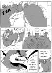 bear big_butt butt butt_slap canid canine canis comic dialogue english_text hi_res huge_butt male male/male mammal monochrome overweight pain reagan700 slap spanking text wolf