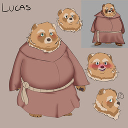 anthro belly big_belly blush clothing footwear lvcas male medieval medieval_clothing overweight priest sandals shoes solo lobi_top canid canine mammal procyonid raccoon raccoon_dog tanuki 1:1 hi_res model_sheet
