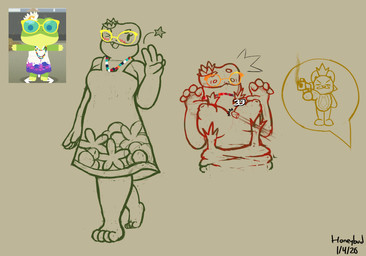 anthro breasts bullet clothed clothing duo exposed_breasts eyewear female floral floral_pattern flower_(accessory) flower_accessory glasses gun male male/female nipple_slip ranged_weapon smug smug_expression smug_face torn_clothing weapon wearing_glasses honeybud pixile_studios super_animal_royale fan_character gwen_(honeybud) twinkie_(honeybud) amphibian bear frog mammal super_bear_(sar) super_frog_(sar) hi_res