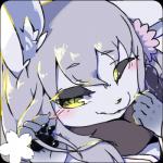 anthro female flower fur looking_at_viewer plant simple_background solo white_background square_asterism muramasa:_princess_commander silicon_studio okabe_motonobu mammal 1:1 hi_res