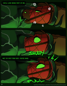 anal anal_penetration anal_tugging anus big_anus duo equine_anus feral huge_anus imminent_anal_vore imminent_vore male male/male mask open_mouth orifice_tugging penetration puffy_anus snout_in_ass superhero text wide_eyed manahallowhound marvel spider-man_(series) horse_venom spider-horse_(manahallowhound) equid equine horse mammal symbiote absurd_res comic english_text hi_res