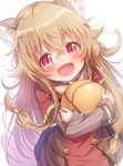 ball blush clothed clothing cuff_(restraint) female hair holding_object open_mouth pink_eyes restraints shackles simple_background solo tan_hair white_background young mato_kechi the_rising_of_the_shield_hero raphtalia animal_humanoid canid canid_humanoid canine canine_humanoid humanoid mammal mammal_humanoid tanuki_humanoid 2019