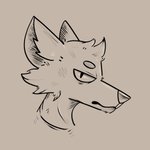 anthro eyebrows facing_aside half-closed_eyes looking_at_viewer male narrowed_eyes simple_background solo admiralbarley canid canine mammal 1:1 bust_portrait hi_res line_art monochrome portrait