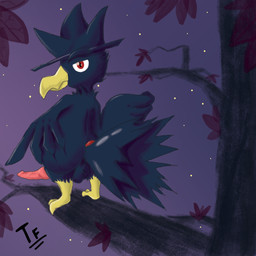 balls beak butt butt_grab genitals hand_on_butt looking_at_viewer male night non-mammal_balls penis plant sky solo standing star starry_sky tree fennephilim_fox nintendo pokemon avian bird generation_2_pokemon murkrow pokemon_(species) 1:1 hi_res