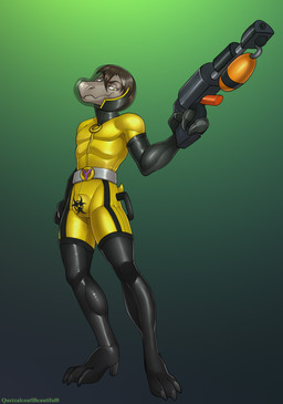 3_fingers 3_toes anthro armor armwear biohazard_symbol bodysuit boots brown_hair bubble_helmet bulge clothing elbow_gloves feet fingers footwear furgonomics gloves hair handles_on_hips handwear hazard_symbol hazmat_suit headgear helmet high_heels holding_object holding_ranged_weapon holding_weapon latex latex_bodysuit latex_clothing latex_skinsuit legwear male plantigrade ranged_weapon shoes short_tail simple_background skinsuit smile solo symbol tail tan_body thigh_boots thigh_highs tight_clothing toes weapon quetzalcoatlbeautiful0 halo_(series) microsoft xbox_game_studios yeg_yar alien kig-yar ruuhtian scalie colored hi_res
