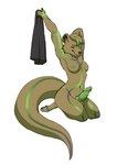 anthro bodily_fluids breasts cum erection eyes_closed genital_fluids genitals gynomorph hair intersex kneeling knot knotted_penis long_tail nude pawpads penis smile solo tail unknown_artist ravi_knight mammal mustelid otter hi_res