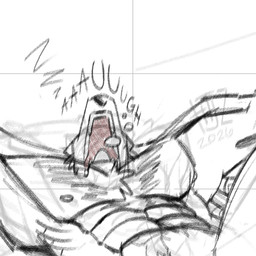 abs anthro bodily_fluids chest_fur drooling male muscular muscular_anthro muscular_male nipples nude nude_anthro nude_male onomatopoeia pillow saliva sleeping snoring solo sound_effects text vowelless vowelless_sound_effect zzz valken_holmes ambient_among_us among_us innersloth cgihd_(character) canid canine canis mammal wolf 1:1 2026 dated sketch unfinished watermark
