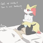 anthro bed bodily_fluids clothing duo facesitting female furniture genital_fluids grinding human_on_anthro interspecies male male/female on_top panties pokephilia pussy_juice_on_face red_eyes rubbing sitting_on_another through_clothing underwear vaginal_fluids dengon nintendo pokemon braixen canid generation_6_pokemon human mammal pokemon_(species) 1:1 2d_animation animated frame_by_frame low_res short_playtime