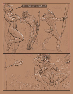 abs anal anal_penetration anthro archer archery armlet arrow_(weapon) athletic back_muscles backsack balls biceps bodily_fluids butt casual_nudity crossed_arms cum cum_while_penetrated cumshot dialogue ejaculation facepalm foreskin genital_fluids genitals group horn male male/male muscular muscular_male nude pecs penetration penile penile_penetration penis penis_in_ass plant pubes ranged_weapon sex spots text tribal weapon marsonaut regorest's_jungle_world bovid canid canine caprine goat hyena mammal 2021 english_text hi_res sketch