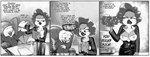 angry anthro breasts clothing covering covering_breasts covering_self duo exposed_breasts female forced ineffective_clothing male nipples office smug speech_bubble text unprofessional_behavior young young_male drockdraw disney ducktales ducktales_(2017) louie_duck zan_owlson anatid anseriform avian bird duck owl comic english_text hi_res monochrome