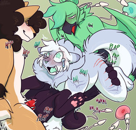 anthro anthro_on_anthro anthro_penetrated anthro_penetrating anthro_penetrating_anthro big_clitoris black_body black_fur blue_body blue_fur blush blush_lines blushing_profusely bodily_fluids brown_body brown_fur brown_hair cheek_tuft chest_tuft clitoris cum cum_in_vagina cum_inside cumshot ejaculation enlarged_clitoral_glans facial_tuft fangs fur genital_fluids genitals green_body green_hair group group_nudity group_sex hair impregnation impregnation_kink mastectomy_scar multicolored_body multicolored_fur neck_tuft onomatopoeia orgasm orgasm_face orgy ovum ovum_penetration pawpads penetration sabertooth_(anatomy) scar scratch scratch_mark scratches scratching sex sound_effects sperm_cell star_eyes teardrop tears tears_of_pain tears_of_pleasure teary_eyes teeth text tuft vaginal vaginal_fluids vaginal_penetration vulva white_body white_fur wings lustwasp blueberry_(lustwasp) cecil_(parchmentbearer) elliot_(parchmentbearer) zach_(lustwasp) avian bird canid canine canis domestic_cat domestic_dog felid feline felis galliform hybrid mammal peafowl phasianid prehistoric_species saber-toothed_tiger shiba_inu smilodon spitz absurd_res hi_res trans_(lore) trans_man_(lore)