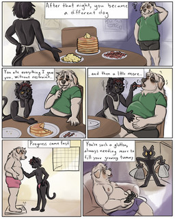 anthro apron apron_only belly_overhang belly_peeking_out bloated blush chart clothed clothing deep_navel duo eating erection fat_arms fat_rolls feederism femboy gaming_controller hand_on_belly ill_fitting_clothing male midriff moobs navel nipples obese obese_male overweight overweight_male stuffing text underwear underwear_only weighing_scale weight_gain rowan_bou beau_(rowan_bou) lukas_(rowan_bou) canid canine canis domestic_cat domestic_dog felid feline felis great_pyrenees livestock_guardian_dog mammal molosser mountain_dog pastoral_dog comic english_text hi_res