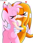 accessory anthro anthro_on_anthro blush breast_squish breasts breasts_frottage butt clothing duo eyelashes eyes_closed female female/female gloves hand_on_hip hand_on_torso handwear headband heart_symbol hug kiss_on_lips kissing mostly_nude orange_body pink_body squish jasienorko sega sonic_adventure sonic_the_hedgehog_(series) amy_rose tikal_the_echidna echidna eulipotyphlan hedgehog mammal monotreme 2020 absurd_res digital_media_(artwork) hi_res