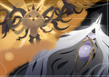 ambiguous_gender anthro biped duo fingers fur hair long_hair orange_eyes white_hair wings loafyboafy hollow_knight:_silksong hollow_knight_(franchise) team_cherry grand_mother_silk radiance_(hollow_knight) arthropod humanoid insect lepidopteran moth 2026 hi_res female_(lore)