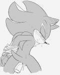 ambiguous_fluids anal anal_penetration anthro blush bodily_fluids bound dildo hands_behind_back hands_tied male penetration sex_toy simple_background solo sweat white_background sikai sega sonic_the_hedgehog_(series) shadow_the_hedgehog eulipotyphlan hedgehog mammal greyscale monochrome