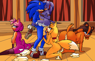 anthro anthrofied big_breasts big_butt big_penis bodily_fluids breasts butt cum cum_in_vagina cum_inside erection female genital_fluids genitals group harem huge_breasts huge_penis leaking_cum male male/female mostly_nude nude penis thick_thighs wide_hips superbunnygt sega sonic_boom sonic_the_hedgehog_(series) amy_rose perci_the_bandicoot sonic_the_hedgehog sticks_the_jungle_badger zooey_the_fox badger bandicoot canid canine eulipotyphlan fox hedgehog mammal marsupial mustelid musteline absurd_res digital_media_(artwork) hi_res