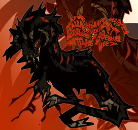 ambiguous_gender black_body black_fur blood bodily_fluids claws drooling feral fur hooves horn multi_eye multicolored_body multicolored_fur saliva scratches solo stripes teeth text two_tone_body two_tone_fur prodigal.son1 ambiguous_species hybrid absurd_res hi_res russian_text translated