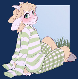 blush green_eyes hooves horn long_sleeves male simple_background smile solo transparent_background minettefraise camley bovid caprine goat mammal 2015 alpha_channel
