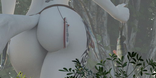 anthro butt butt_focus female forest fur macro plant ship solo tail tattoo tree tribal vehicle watercraft white_body white_fur electricbug43 canid canine fox mammal 3d_(artwork) blender_(artwork) digital_media_(artwork) hi_res