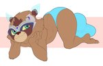 4_fingers all_fours anthro arm_tuft balls_outline barefoot big_bulge big_eyes big_head blue_bottomwear blue_clothing blue_eyes blue_mask blue_speedo blue_swimwear bottomwear brown_body brown_ears brown_fur brown_inner_ear brown_nose bulge cheek_tuft chin_tuft claws closed_smile clothed clothed_anthro clothed_male clothing detailed_bulge elbow_tuft facial_tuft feet fingers fur genital_outline grey_mask hand_on_face happy head_tuft huge_bulge humanoid_feet humanoid_hands hyper hyper_bulge looking_at_viewer looking_away male male_anthro mask mouth_closed multicolored_mask pecs penis_outline pink_background plantigrade pose purple_mask short_anthro short_male side_view simple_background slim_anthro slim_male small_ears smile smiling_at_viewer solo speedo swimwear topless topless_anthro topless_male tuft white_background white_claws yellow_sclera bristol mammal 2022 absurd_res colored digital_drawing_(artwork) digital_media_(artwork) flat_colors full-length_portrait hi_res portrait