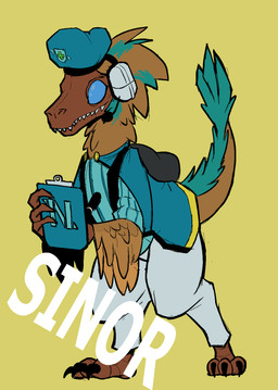 ambiguous_gender beret blue_eyes brown_body brown_feathers clipboard cloak clothing doctor electronics feathers hat headgear headphones headset headwear solo afuckingcamel-zenge-art_(artist) space_station_13 space_station_14 sinor_(space_station_14) dinosaur feathered_dinosaur feathered_scalie prehistoric_species reptile resomi scalie colored_sketch hi_res sketch