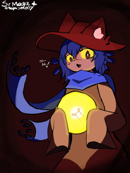 ambiguous_gender dialogue greeting_viewer red_background scarf simple_background solo speech_bubble talking_to_viewer text wearing_hat sirmega oneshot niko_(oneshot) animal_humanoid felid felid_humanoid humanoid mammal mammal_humanoid artist_name english_text signature