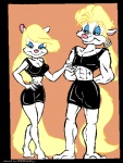 animaniacs anthro breasts comic crossgender duo female femboy ftm_crossgender male mammal minerva_mink mink mustelid musteline navel selfcest square_crossover tail true_musteline unknown_artist warner_brothers