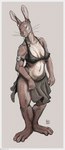 anthro armband barefoot bra breasts brown_body brown_fur clothing earbuds electronics feet female fur headphones long_ears multicolored_body multicolored_fur music_player paws pelvic_curtain portable_music_player simple_background solo sports_bra two_tone_body two_tone_fur underwear whiskers white_body white_fur wire arcr-cric apple_inc. ipod lagomorph leporid mammal rabbit 2023 absurd_res digital_media_(artwork) hi_res signature