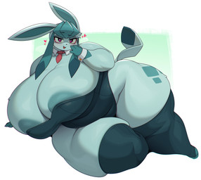 anthro areola areola_slip big_breasts biped black_nose blue_areola blue_body blue_tail breasts clothed clothing emoji_description eyebrows eyelashes female female_anthro front_view heart_symbol huge_breasts huge_thighs legwear looking_at_viewer open_mouth open_smile overweight overweight_anthro overweight_female purple_eyes simple_background skimpy smile solo squish tail thick_thighs thigh_highs thigh_squish berseepon09 nintendo pokemon eeveelution generation_4_pokemon glaceon pokemon_(species) 2025 digital_media_(artwork) full-length_portrait hi_res portrait