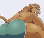 anthro brown_body brown_fur butt clothing fur kemono male simple_background slightly_chubby solo underwear jacklantern_11 mammal suid suine sus_(pig) wild_boar 2020