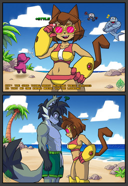 anthro blush border eyewear female glasses grey_border group looking_at_chest machine male romantic romantic_couple text raikoukitsune gameoverse glitch_productions flappers_(gameoverse) gobbles_(gameoverse) kaboodle_(gameoverse) kit_bodega rakurai_senku_(raikoukitsune) aquatic canid canine cetacean dinosaur dolphin felid feline fox mammal prehistoric_species reptile robot scalie storm_kitsune toothed_whale english_text hi_res