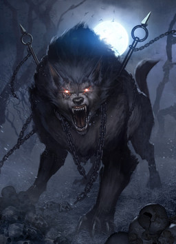 ambiguous_gender black_body black_fur bone casual_nudity chain claws dark detailed_background fangs feral forest full_moon fur glowing glowing_eyes impalement light moon muscular muscular_ambiguous muscular_feral night nude open_mouth outside plant scar scary shadow skull sky solo standing teeth toe_claws tree unknown_artist mythology bat canid canine mammal mythological_canine mythological_creature werecanid werecanine werecreature werewolf