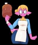 apron blonde_hair bottomwear breasts clothing curvy_figure denim denim_bottomwear denim_clothing ear_piercing eyelashes eyewear female food gem glasses glistening hair hair_bun humanoid_pointy_ears jeans legwear lizard_tail markings meat meat_on_bone pants pearl_(gem) piercing pink_body pink_scales pink_skin pointy_ears scales simple_background smile solo transparent_background voluptuous wide_hips yellow_body yellow_skin thetenk scalie_schoolie sally_(scalie_schoolie) amphibian humanoid lungless_salamander salamander scalie spring_salamander alpha_channel digital_media_(artwork) portrait three-quarter_portrait