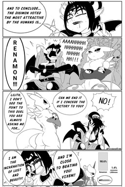 abs angry anthro arm_tuft armwear athletic bat_wings belt biceps big_breasts big_butt black_claws black_eyes black_hair black_lips black_nose black_sclera bodily_fluids breasts bridal_gauntlets butt chair claws clothing confusion crossed_arms crowd crying dialogue ears_down eyebrows eyelashes eyeliner eyes_closed eyeshadow fangs female female_anthro female_humanoid fingers flower frown furniture gesture group hair hand_gesture hand_on_face hand_on_head happy horn humanoid_pointy_ears lips long_ears long_tail looking_down makeup male membrane_(anatomy) membranous_wings motion_lines muscular muscular_anthro muscular_female navel nervous nervous_sweat open_mouth pivoted_ears plant pointy_ears rear_view sad screaming shaking shoulder_tuft simple_background sitting smile speech_bubble spread_legs spreading standing sweat tail tears teeth text thick_thighs tomoe_(symbol) trembling triceps tuft white_background wide_hips wings yin_yang perezoso_draw third-party_edit bandai_namco digimon angewomon beelstarmon canid demon demon_humanoid digimon_(species) elemental_creature flora_fauna humanoid lilithmon lillymon mammal renamon succubus artist_name comic english_text hi_res monochrome translated