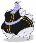 big_breasts breasts cleavage clothed clothing eyes_closed female non-mammal_breasts obese obese_female overweight overweight_female shadow simple_background slime solo tail thick_tail white_background eddy_okapi mythology nintendo pokemon dragon generation_6_pokemon goodra mythological_creature mythological_scalie pokemon_(species) scalie 2013 hi_res signature