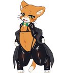 bow_tie clothed clothing costume feral fur green_eyes leather male orange_body orange_fur partially_clothed reverse_bunny_costume simple_background solo white_background young foxwhitenorth mikan_enikki mikan_(mikan_enikki) domestic_cat felid feline felis mammal 3:4 hi_res