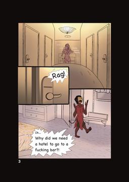 ambiguous_gender carpet femboy hotel inside male male/male profanity slim solo text demon_furray demon absurd_res comic english_text hi_res
