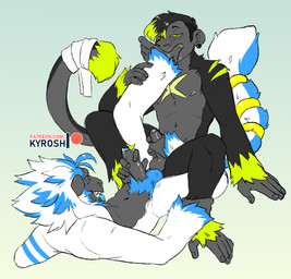 5_fingers 5_toes anthro balls blush bodily_fluids countershading duo ear_piercing erection eyes_closed feet fingers foot_fetish foot_lick foot_play footjob foreskin genital_fluids genitals grin hair humanoid_genitalia humanoid_hands humanoid_penis licking lying male male/male mutual_footjob mutual_masturbation nipples nude on_back penile penis piercing precum prehensile_feet prehensile_footjob scar sex short_hair simple_background smile toes tongue tongue_out white_background kyrosh ape haplorhine mammal monkey primate digital_media_(artwork)