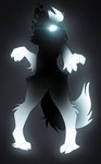 anthro black_body black_fur black_horn black_tail claws fur glowing glowing_body glowing_eyes glowing_fur horn multicolored_body multicolored_fur paws solo tail two_tone_body two_tone_fur two_tone_tail white_body white_fur white_horn white_tail bag_of_lewds destiny_(video_game) marbles_(bag_of_lewds) bovid canid canine canis caprine domestic_dog goat mammal taken_(destiny) hi_res