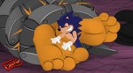 4_toes anthro barefoot bound extreme_size_difference feet foot_fetish foot_focus foot_play laugh male male/male micro size_difference soles tickle_torture tickling tickling_feet toes glifer sega sonic_the_hedgehog_(series) miles_prower sonic_the_hedgehog tails_nine hi_res