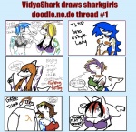 anthro breasts dialogue duo female fin hair non-mammal_breasts piercing solo speech_bubble text tsundere vidyashark doodle_or_die gabe_newell fish marine shark digital_drawing_(artwork) digital_media_(artwork) english_text mixed_media multiple_images multiple_scenes sketch