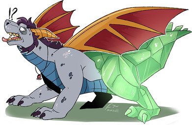 blue_body countershading crystal feral glistening glistening_tongue grey_body horn inanimate_transformation interrobang jewelry male mane membrane_(anatomy) membranous_wings necklace open_mouth orange_horn petrification purple_mane red_tongue red_wings scared side_view simple_background solo tail tan_teeth teeth tongue tongue_out transformation white_background wide_eyed wings swampjaws activision european_mythology mythology spyro_the_dragon fan_character dragon mythological_creature mythological_scalie scalie western_dragon winged_dragon character_request signature