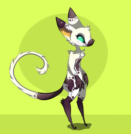 anthro brown_body brown_fur female fur markings multicolored_body multicolored_fur solo spots spotted_body spotted_fur teal_sclera two_tone_body two_tone_fur white_body white_fur naircat domestic_cat felid feline felis mammal 2015 digital_drawing_(artwork) digital_media_(artwork) full-length_portrait portrait
