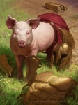 after_transformation armor belt bracers breastplate clothed clothed_feral clothing feral field grass greaves greek headgear helmet male outside plant solo james_ryman hasbro magic:_the_gathering wizards_of_the_coast domestic_pig mammal suid suina sus_(pig) official_art