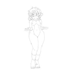 anthro female genitals nipples solo vulva badoodlezzz donkey_kong_(series) nintendo tiny_kong 1:1 absurd_res hi_res monochrome unfinished