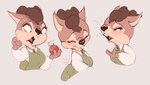 anthro blush breasts brown_body brown_fur buckteeth clothed clothing duo female food fruit fur holding_food holding_object open_mouth plant teeth conditional_dnp tohupo surisu_(tohupo) mammal rodent sciurid tree_squirrel worm 2022 digital_media_(artwork) hi_res