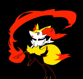 3_fingers 3_toes :o action_pose ambiguous_anthro ambiguous_gender anthro arm_tuft big_tail biped black_background black_body black_fur cheek_tuft chest_tuft digitigrade dipstick_tail elemental_manipulation facial_tuft feet fingers fire fire_manipulation flat_chested front_view fur hip_tuft holding_object holding_stick inner_ear_fluff looking_at_viewer markings multicolored_body multicolored_fur nude_ambiguous nude_anthro on_one_leg open_mouth orange_body orange_eyes orange_fur orange_inner_ear_fluff orange_nose orange_tail_tip pointy_ears pose prick_ears shoulder_tuft simple_background solo standing stick tail tail_markings tapering_snout three-quarter_view toes tuft white_body white_fur yellow_body yellow_fur yellow_tail satsumapotato nintendo pokemon braixen canid generation_6_pokemon mammal pokemon_(species) 2018 colored digital_drawing_(artwork) digital_media_(artwork) flat_colors full-length_portrait portrait restricted_palette