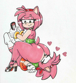 anthro anthro_on_anthro big_butt bottomless bubble_butt butt clothed clothing duo facesitting female female/female female_facesitting_female heart_symbol selfcest sitting_on_another square_crossover vampiricpig classic_sonic_(universe) sega sonic_the_hedgehog_(series) amy_rose classic_amy_rose eulipotyphlan european_hedgehog hedgehog mammal hi_res traditional_media_(artwork)